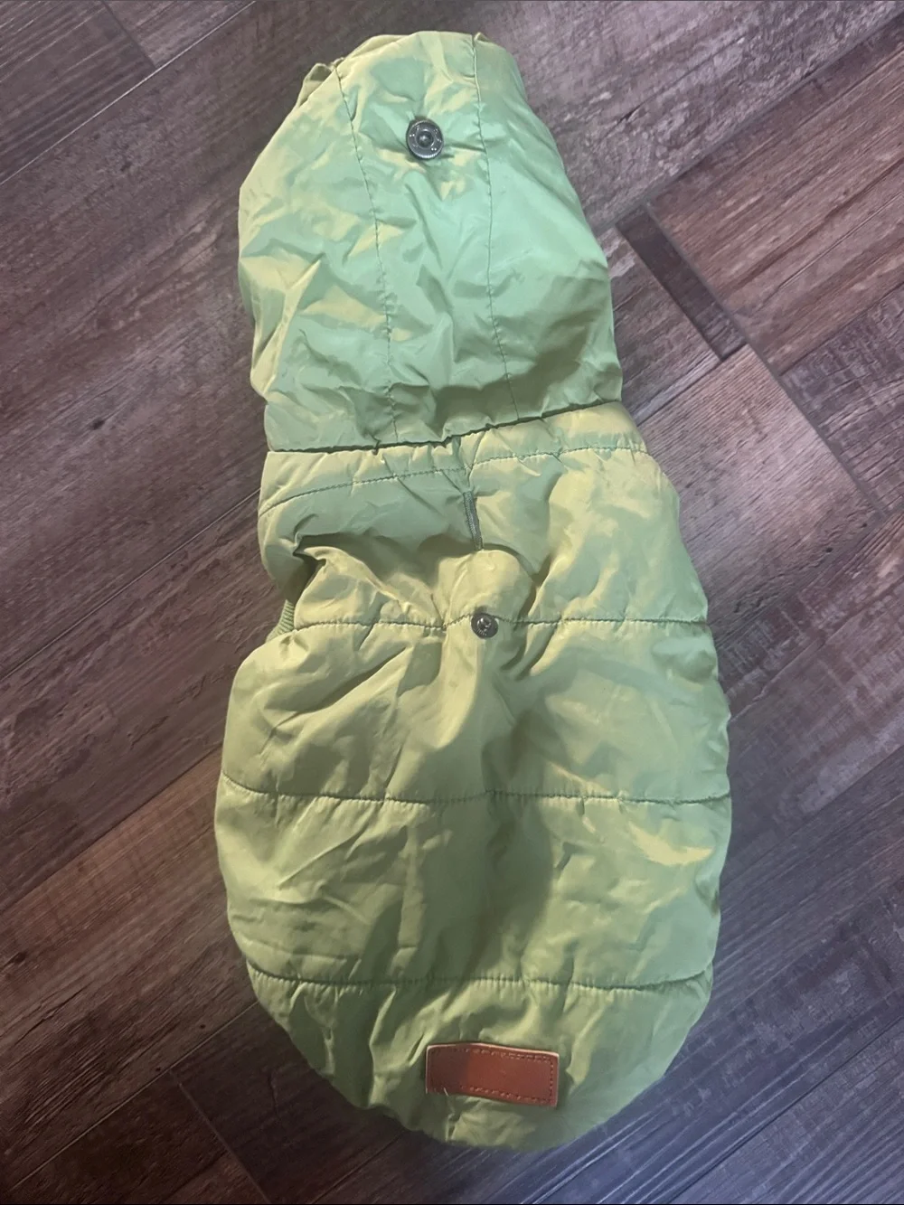 Kids Green Puffer Hooded Pet Vest - Soft Sherpa Lining